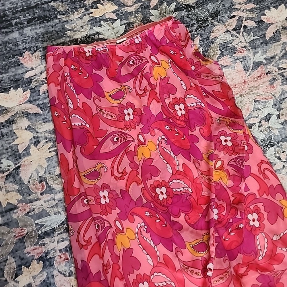 Copper Key Pink Floral Paisley Faux Wrap Maxi Skirt - Picture 11 of 12